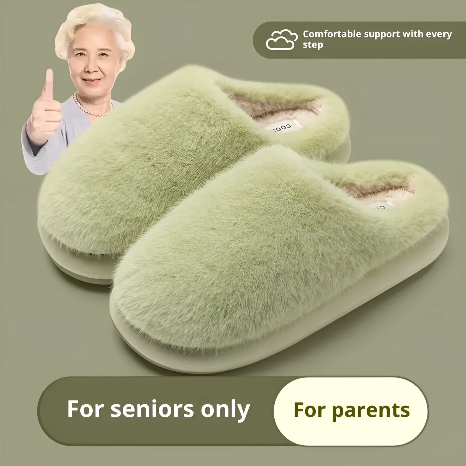 Non-slip Winter Insulated Cotton-padded Shoes for Couples Men's Warm Plush House Slippers with Artificial Wool Lining in Beige Green Pink Gray Khaki Sizes 36 to 45 Flat Heel Round Toe Wear-Resistant Outdoor Indoor Use