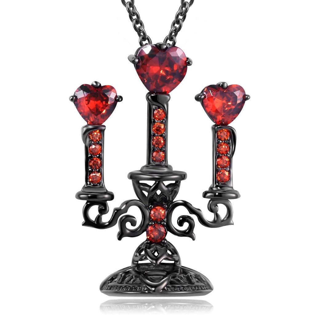 Retro hollow candlestick women's necklace with gothic cross chain in zinc alloy construction
