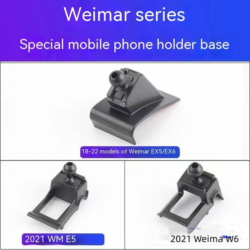 Black snap-on mobile phone bracket for Goodway dashboard with 360 rotation base
