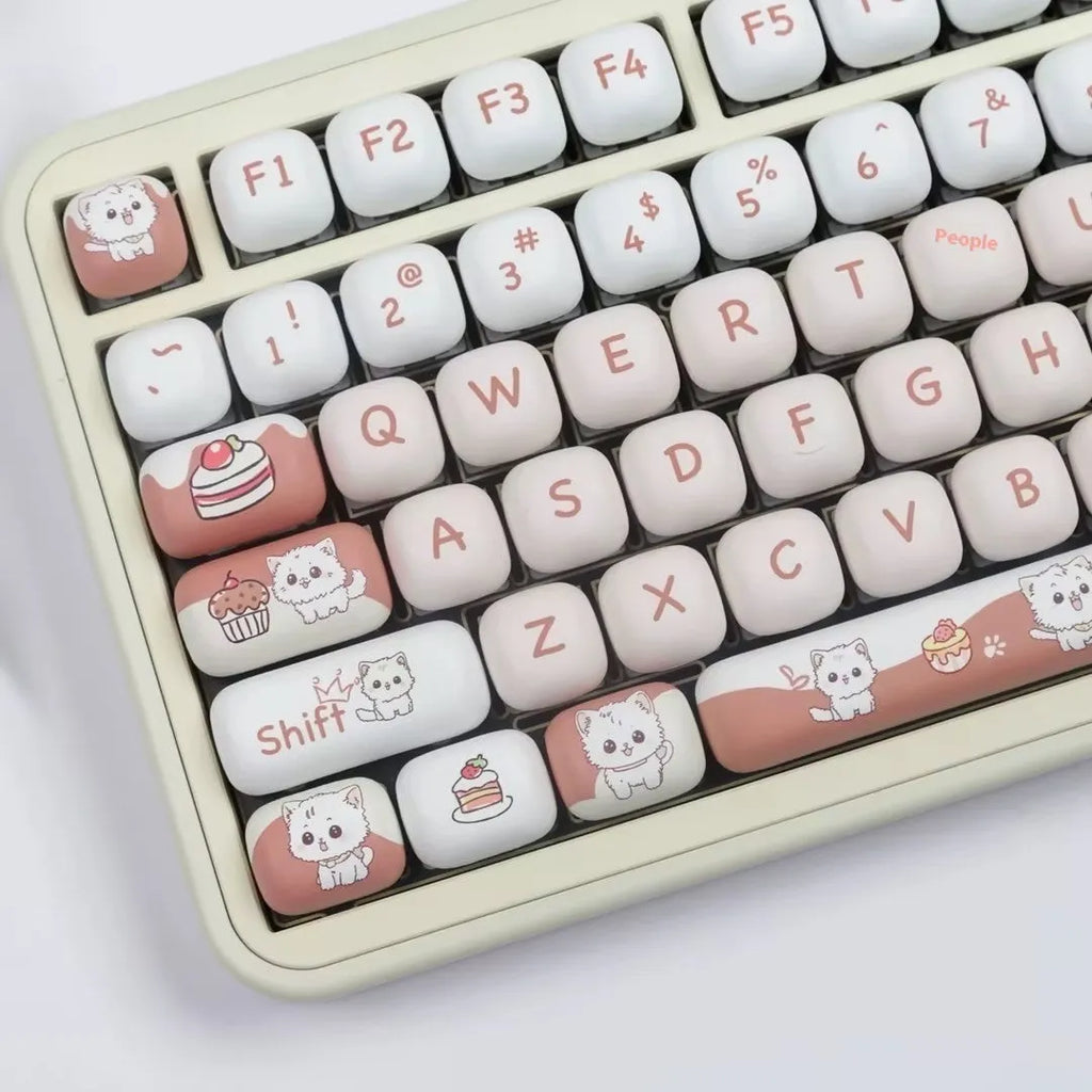 Dessert cat sublimation key cap with MOG round design for mechanical keyboards