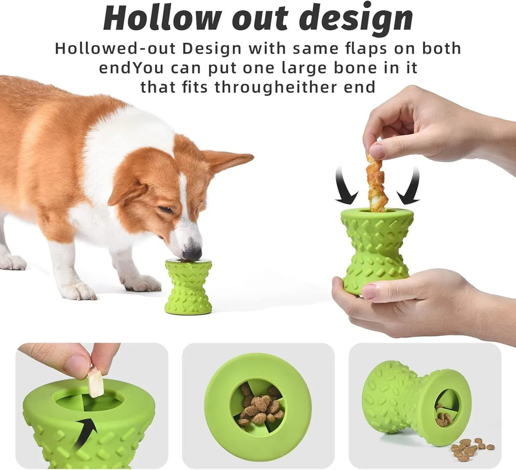 Natural rubber interactive treat dispensing dog bone toy for aggressive chewers in blue colour