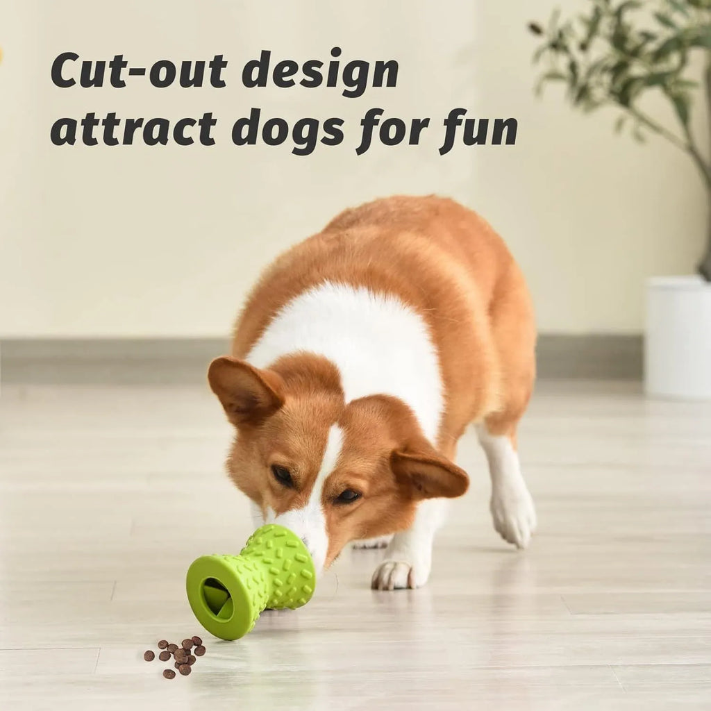 Natural rubber interactive treat dispensing dog bone toy for aggressive chewers in blue colour