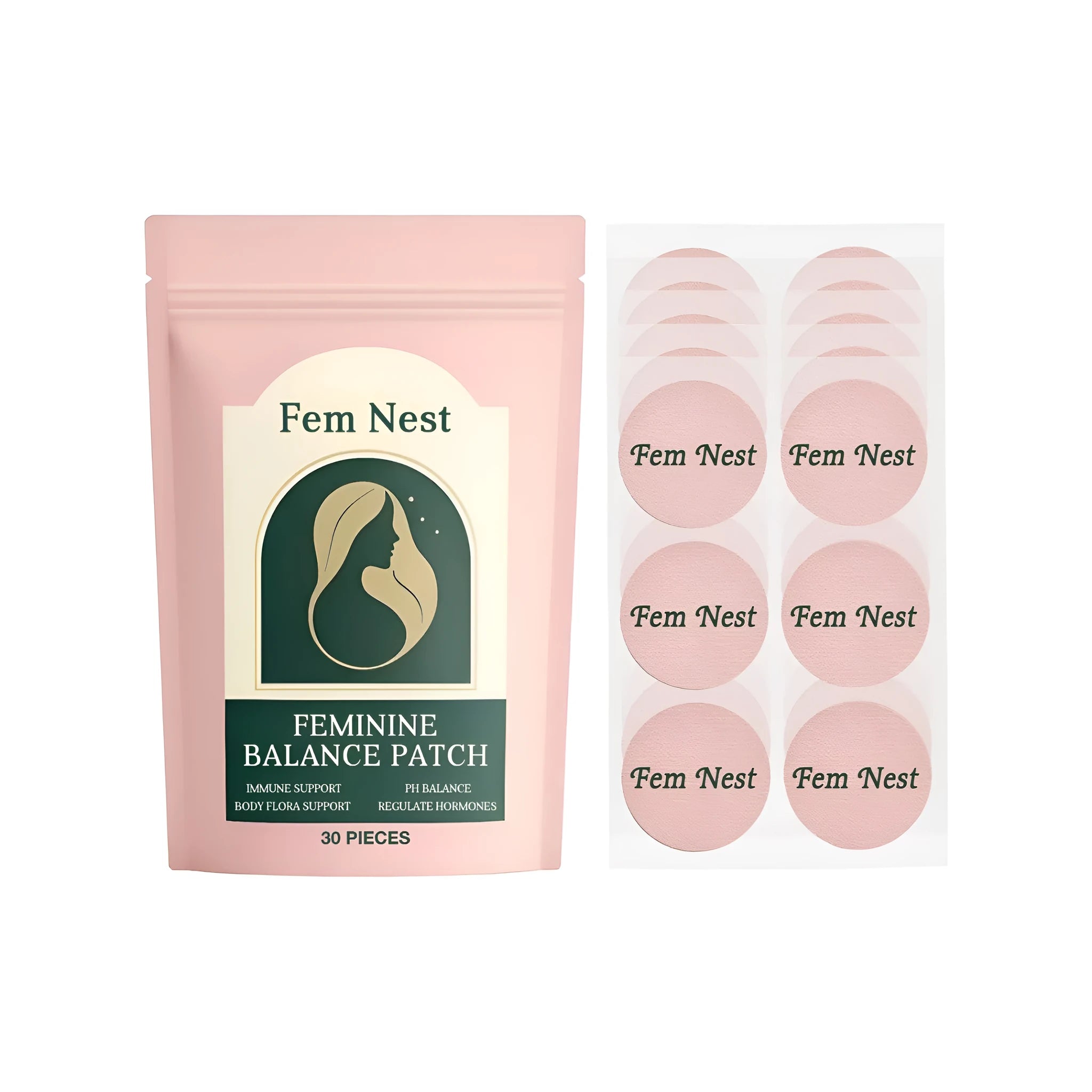 Pack of 30 Female Balance Patches with collagen and vitamin E for topical use