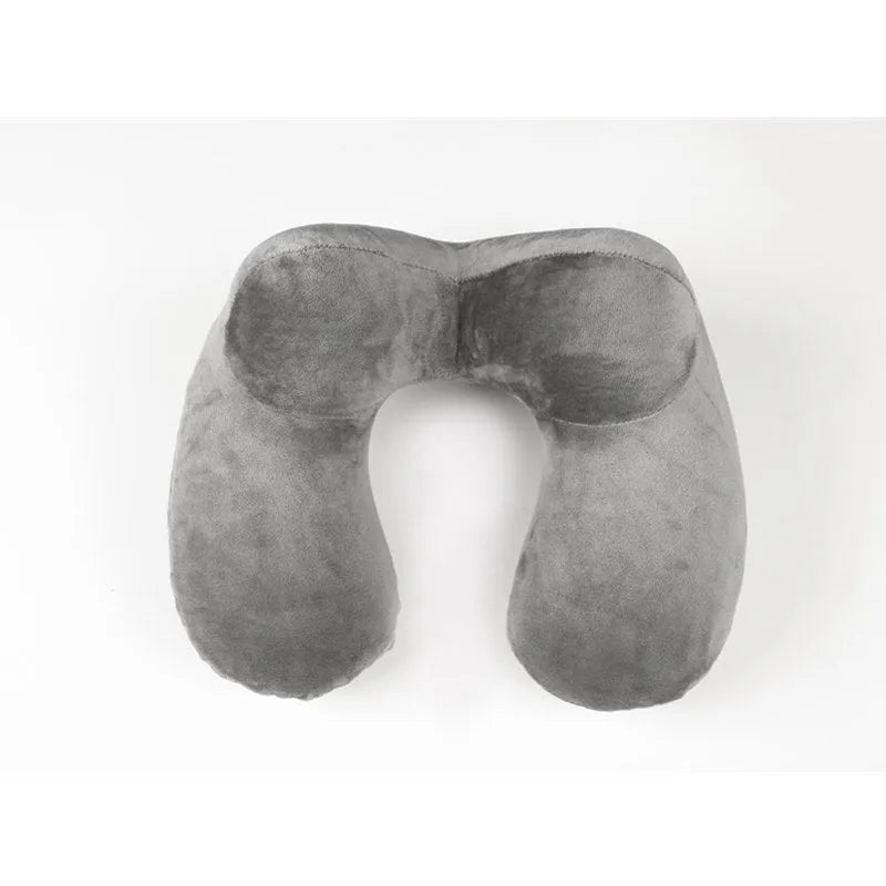U-shape memory foam travel pillow with removable cotton cover in grey