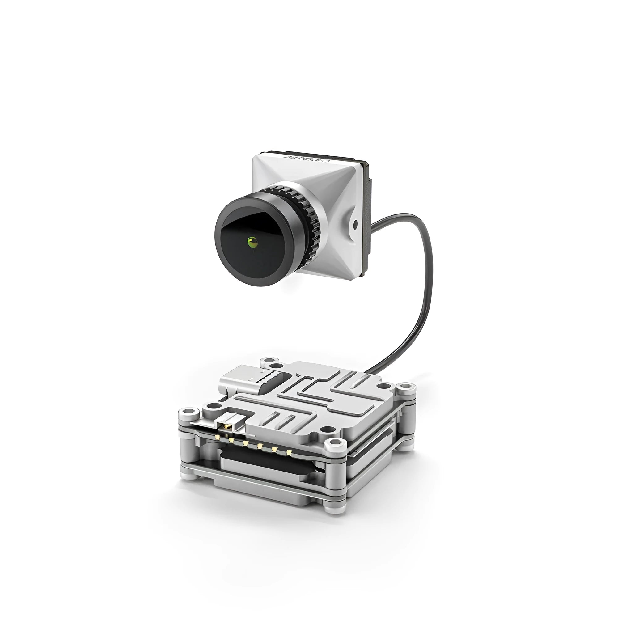 Caddx ADAPTS DJI FPV digital image transmission machine in silver colour with Polar Vista kit and mounting components