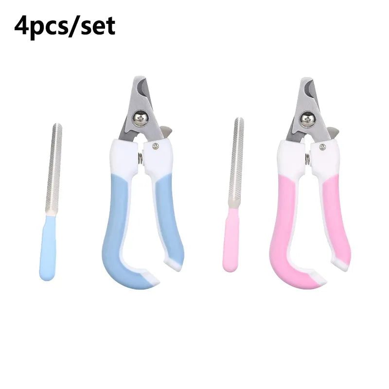 Pet nail scissors and dog cat nail clippers set in blue colour for home grooming