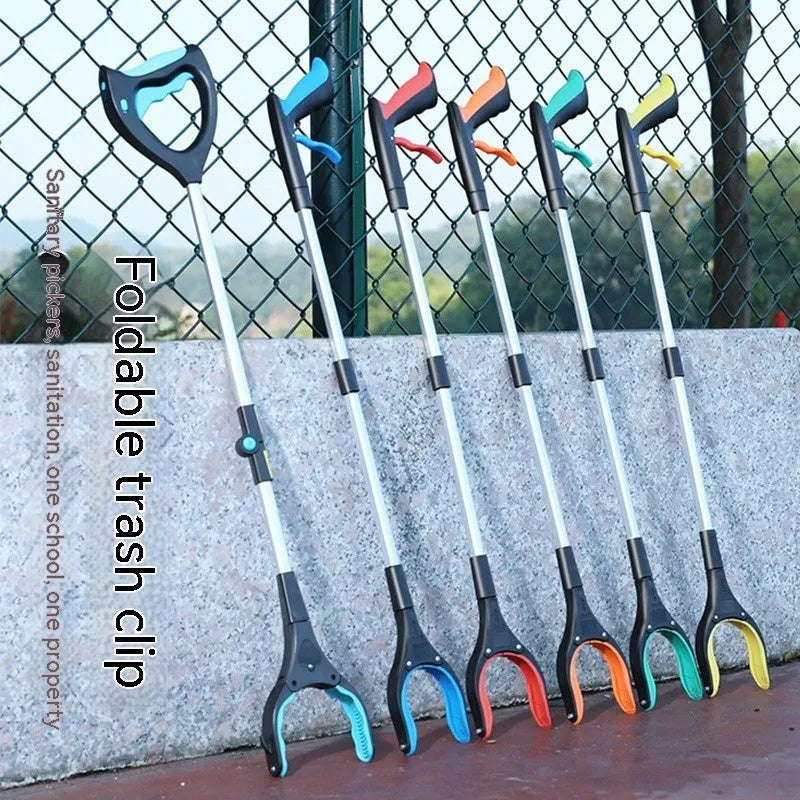 Plastic and aluminium alloy sewer pliers for waste collection in blue, green, orange, red, yellow, and blue lighting colours