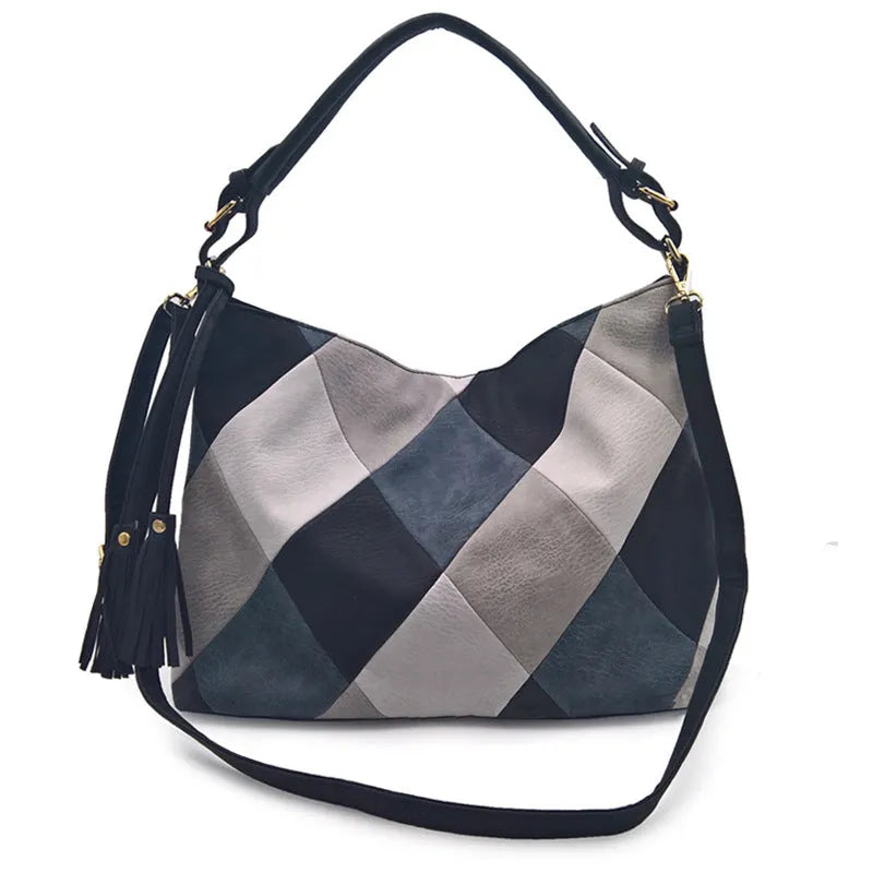 Women's PU crossbody sling bag in black with horizontal square shape and outer sandwich pocket