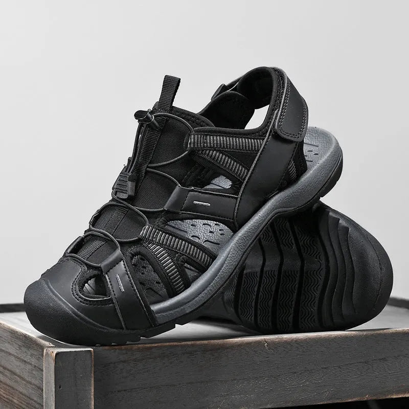 Men's summer casual sports shoes in LX01 blue with mesh upper, rubber sole and Velcro closure