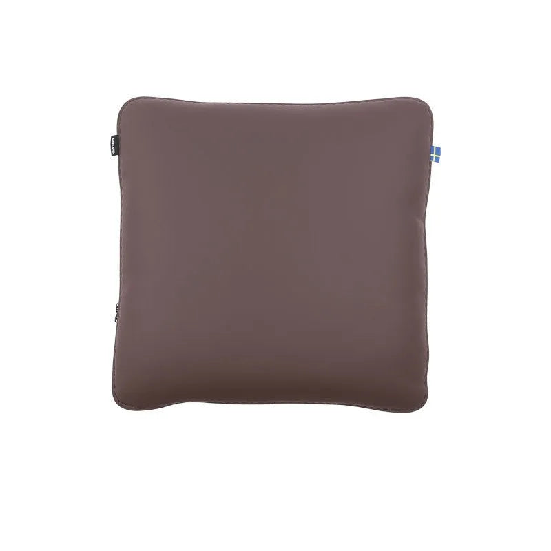 Volvo car headrest neck pillow and lumbar support cushion set in brown colour with synthetic fibre filling