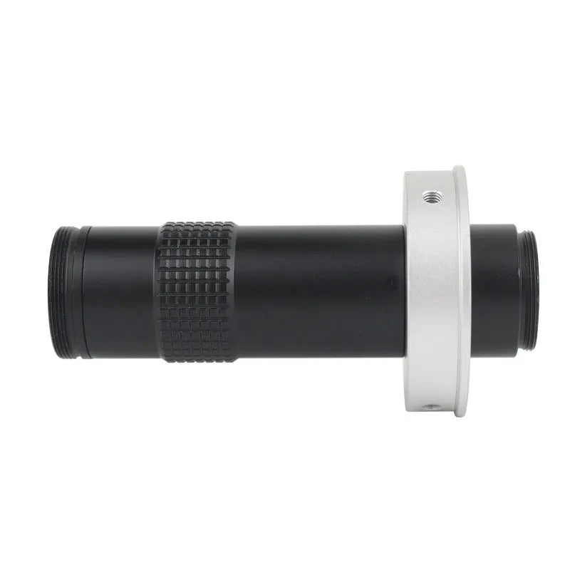 Black industrial monocular lens with 30mm diameter and 84mm length for microscope camera systems