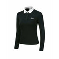 Women's white long sleeve golf top in slim-fit polyester sportswear