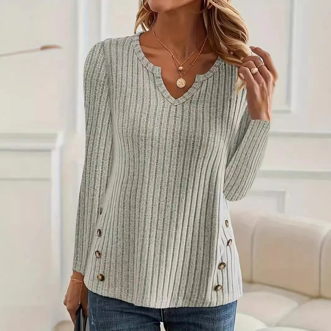 Black or grey green polyester knitted button-front casual sweater with regular sleeves
