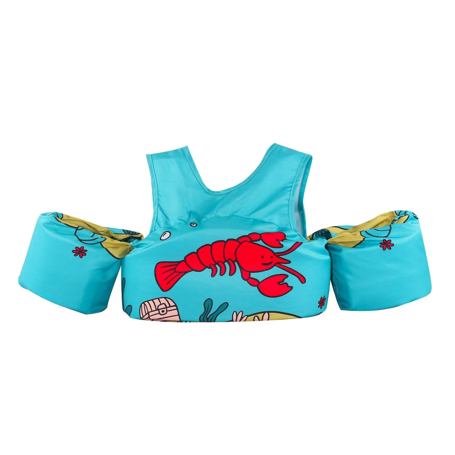 Children's swimsuit with extended arm swimming ring in colourful cartoon designs