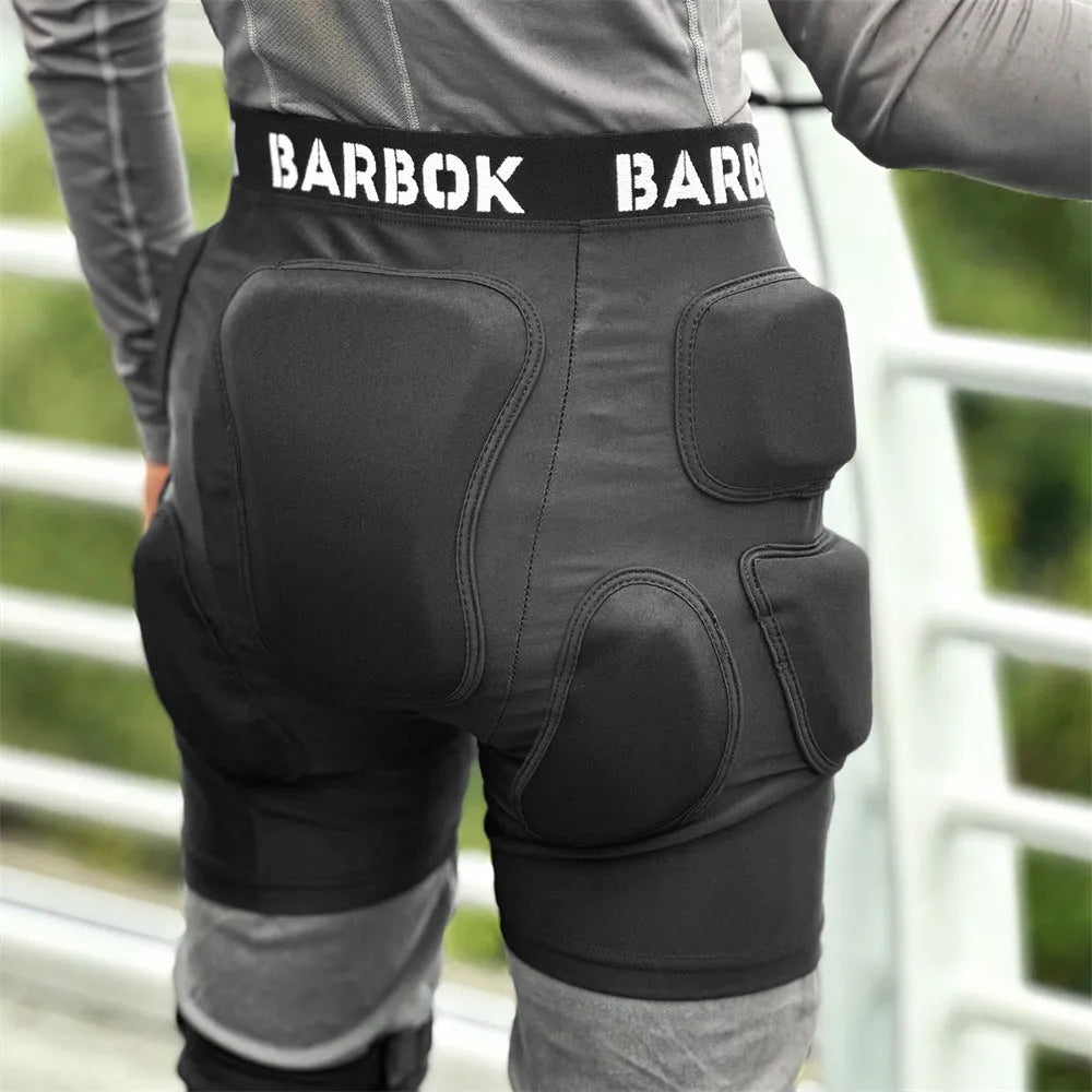 Black adult hip protection pad with NBR foam panels for roller skating and skateboarding