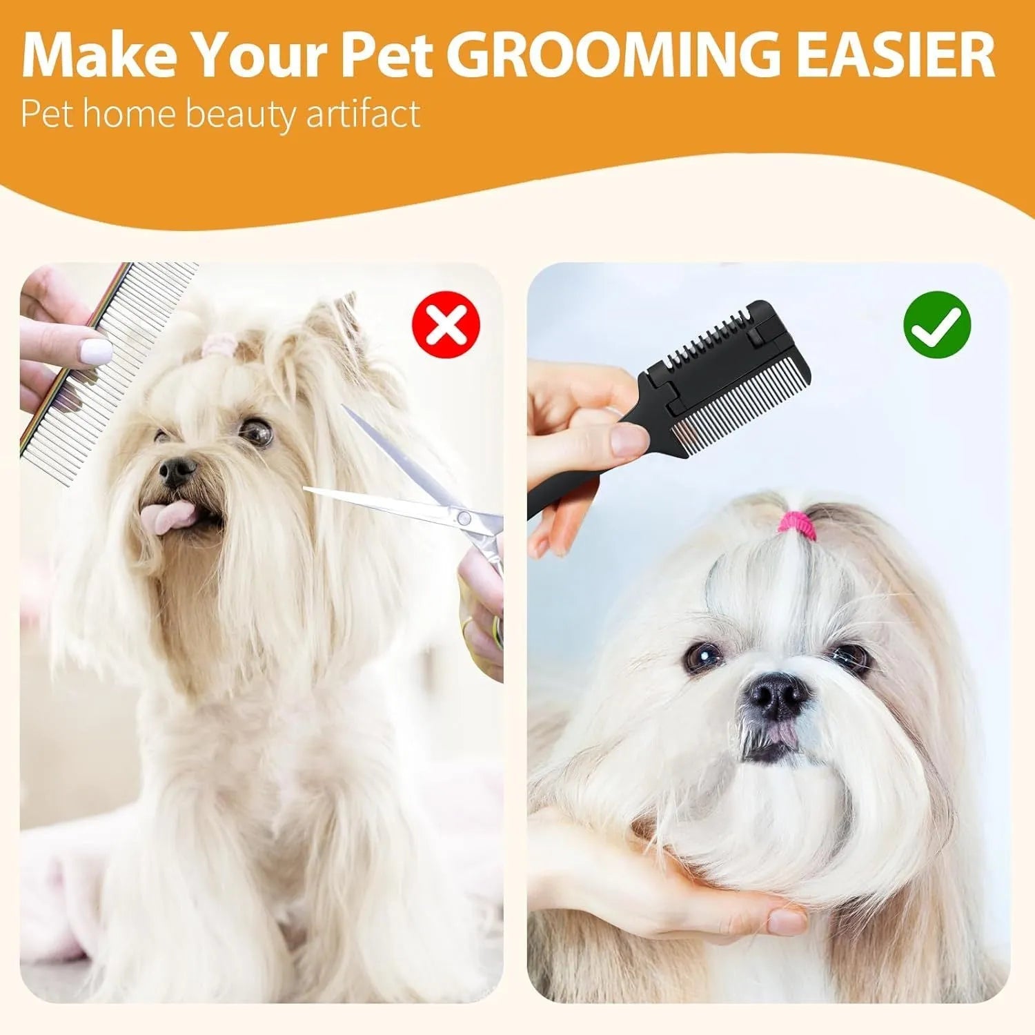 Pet razor comb and trimmer tool with spare blades for dog and cat grooming