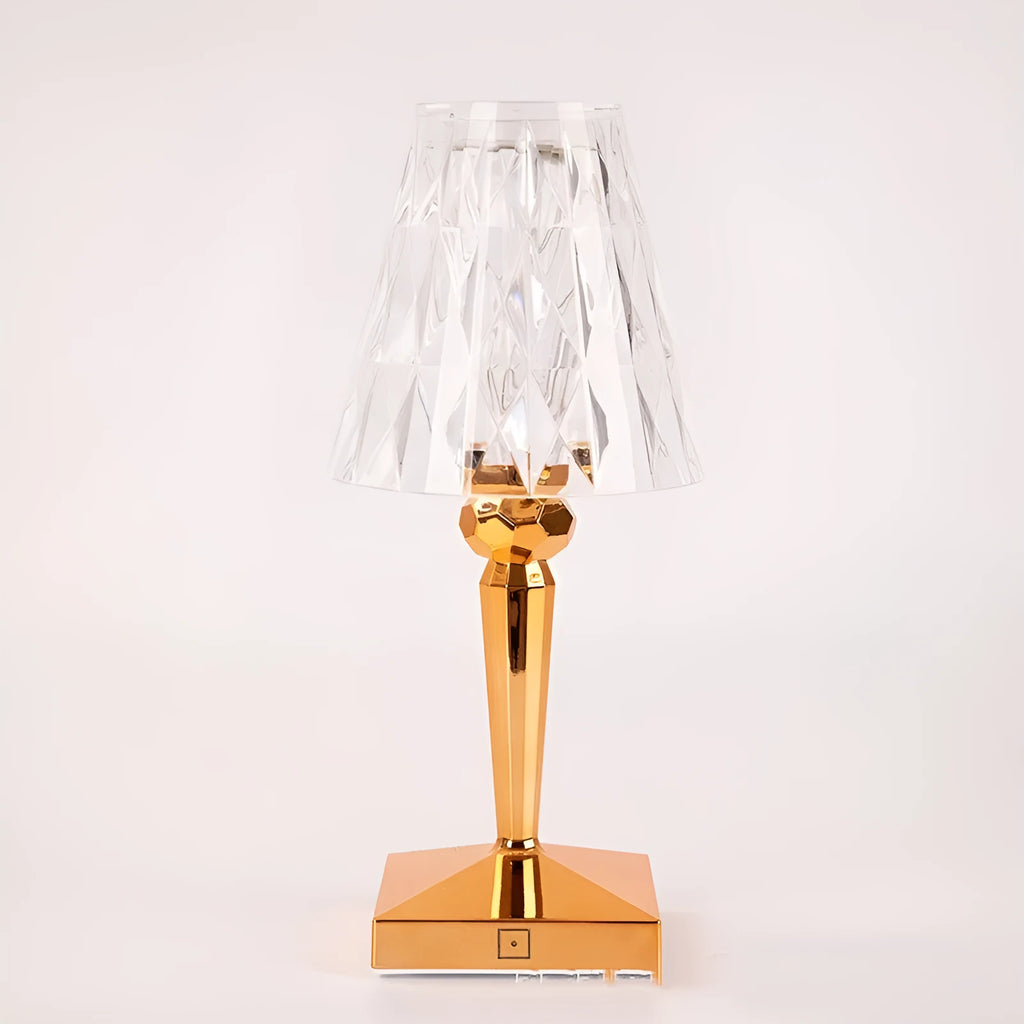 Rose gold portable touch night light with acrylic holder and rechargeable three-colour dimming