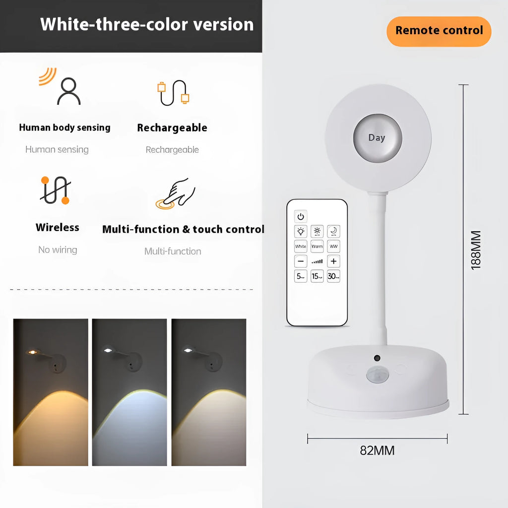 Rechargeable geometric design wall spotlight in white or black with remote control