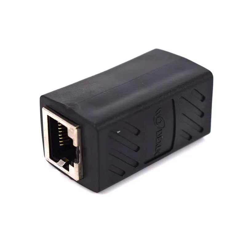 Black RJ45 network cable butt joint extender adapter for ethernet cable connections