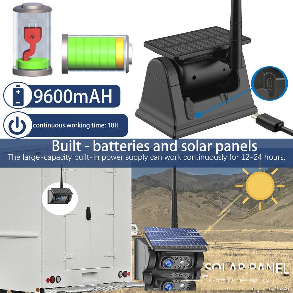 YL-Solar WF908 solar-powered wireless reversing camera with magnet mount on black aluminium alloy shell.