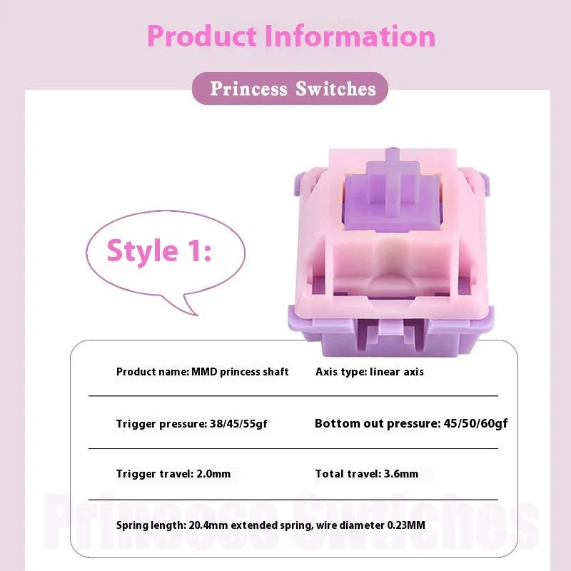 MMD Princess linear mechanical keyboard switch body for custom keyboard builds