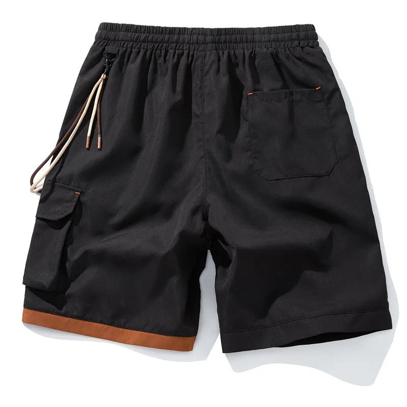 Men's bamboo fibre plus size sports shorts in coffee colour showing high waist and cropped straight-leg design