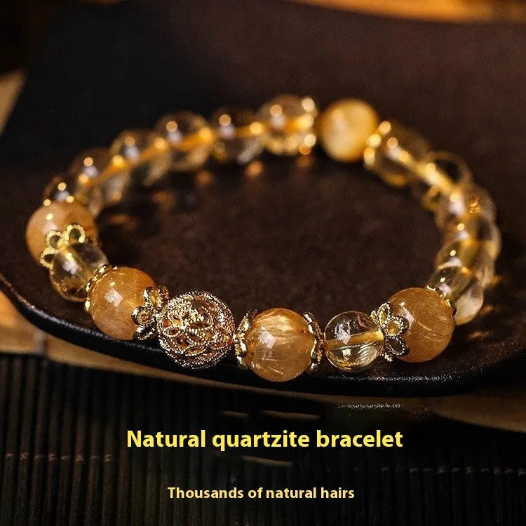 Women's retro-style citrine lucky bracelet with artificial crystal stones and electroplated metal components