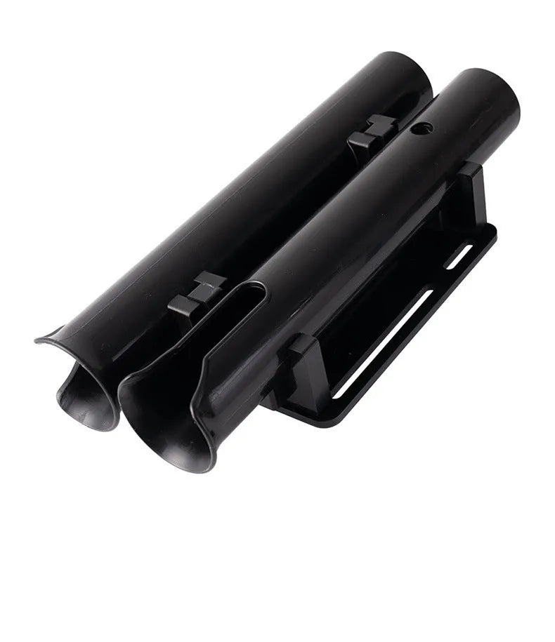 Plastic double-layer fishing rod rack mounted on a bicycle frame