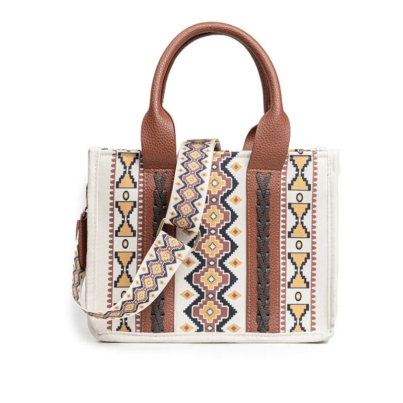 Hand-woven canvas shoulder messenger bag crossbody 27.9x21.5x13.5cm retro style beige no logo