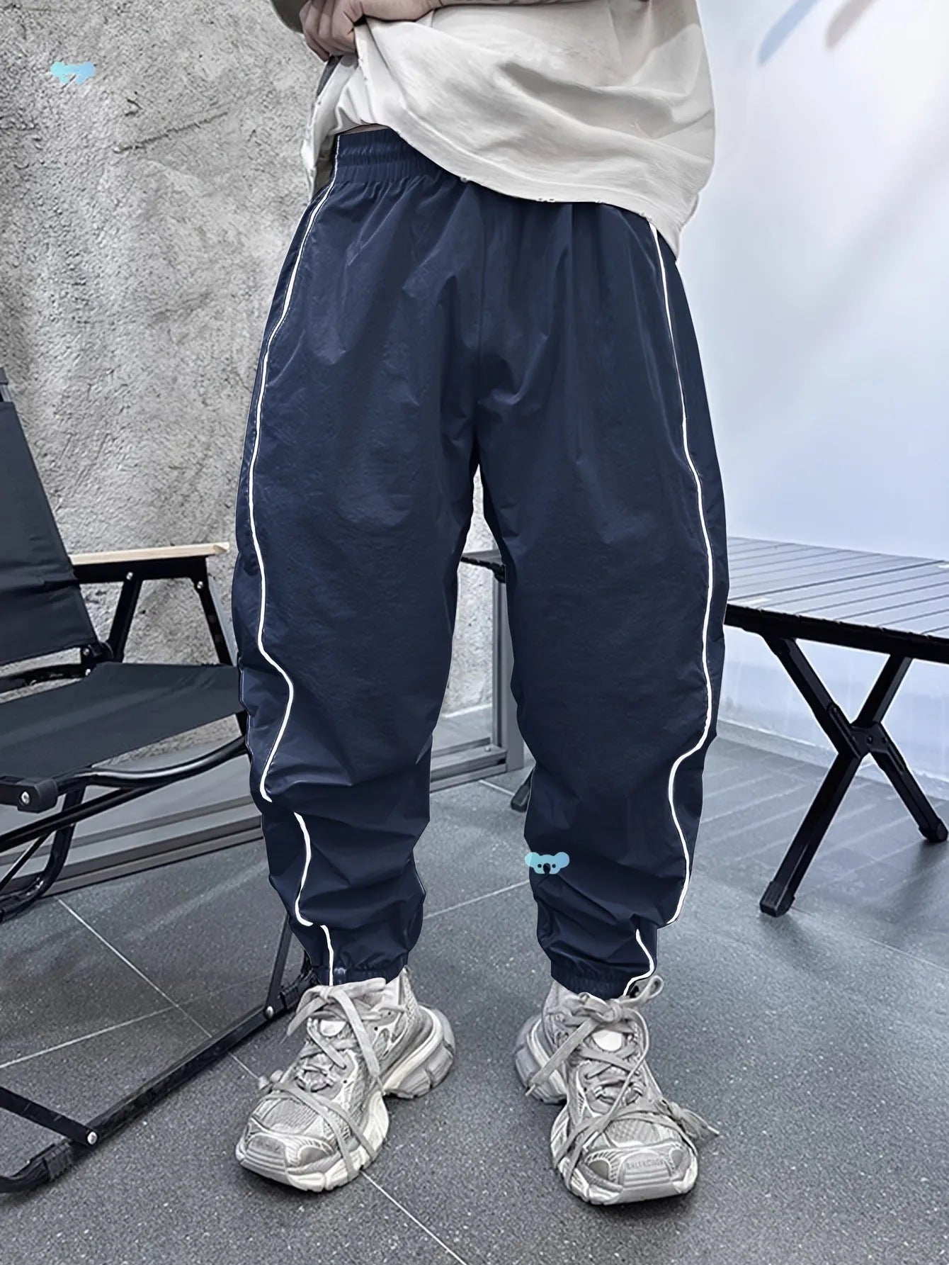 Men's loose style casual sports trousers in bamboo fibre fabric with cropped length
