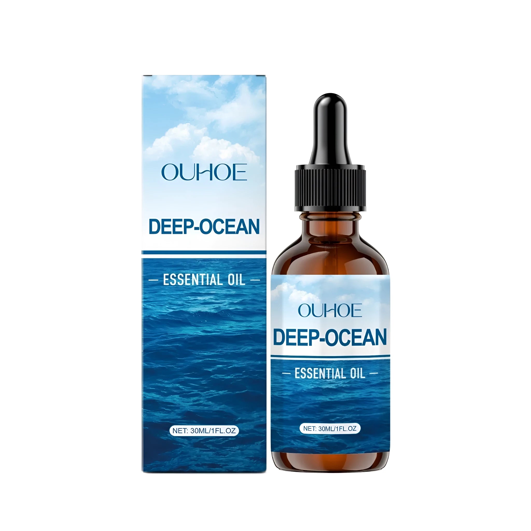 30ml bottle of Deep-Ocean essential oil with glycerin and grape seed oil vitamin E blend
