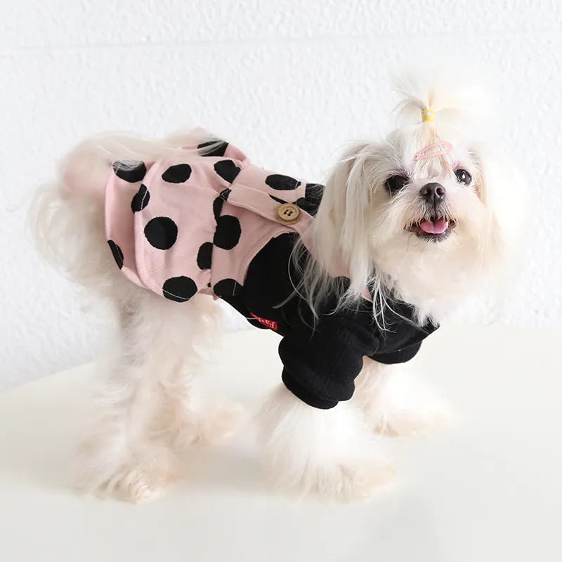 Casual couple lapel shoulder strap dog clothes in cloth available in sizes XS to XL
