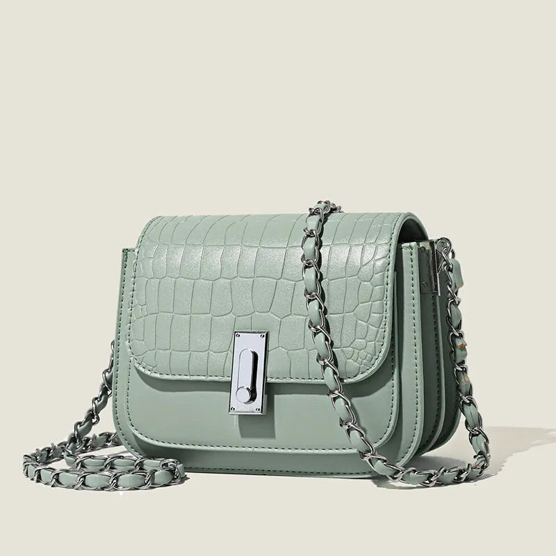 Soft PU leather women's crossbody shoulder bag in horizontal square shape with mobile phone pocket