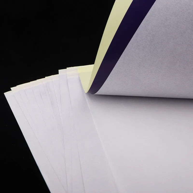 A4 quadruple tattoo transfer paper sheets with hand-drawn lines for stencil creation