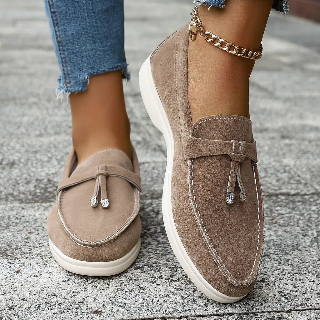 Men's canvas slip-on loafers with platform sole in black, apricot and brown colour options