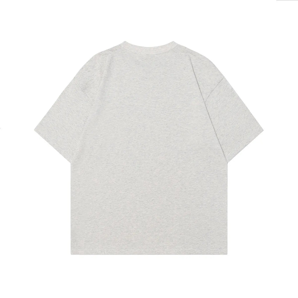 Men's loose fit pure cotton short sleeve t-shirt with retro graphic print in black or melange gray
