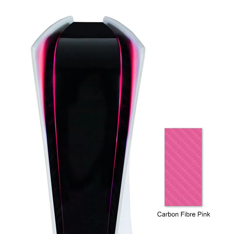 PS5 console LED light bar vinyl sticker in pink, red, gold, and blue colour options.