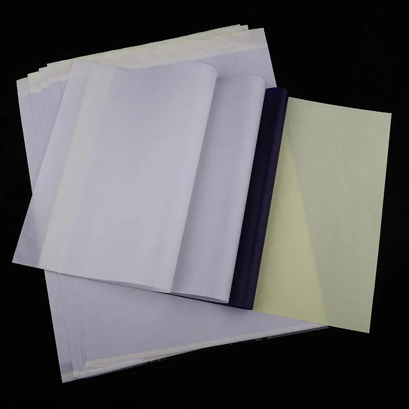 A4 quadruple tattoo transfer paper sheets with hand-drawn lines for stencil creation