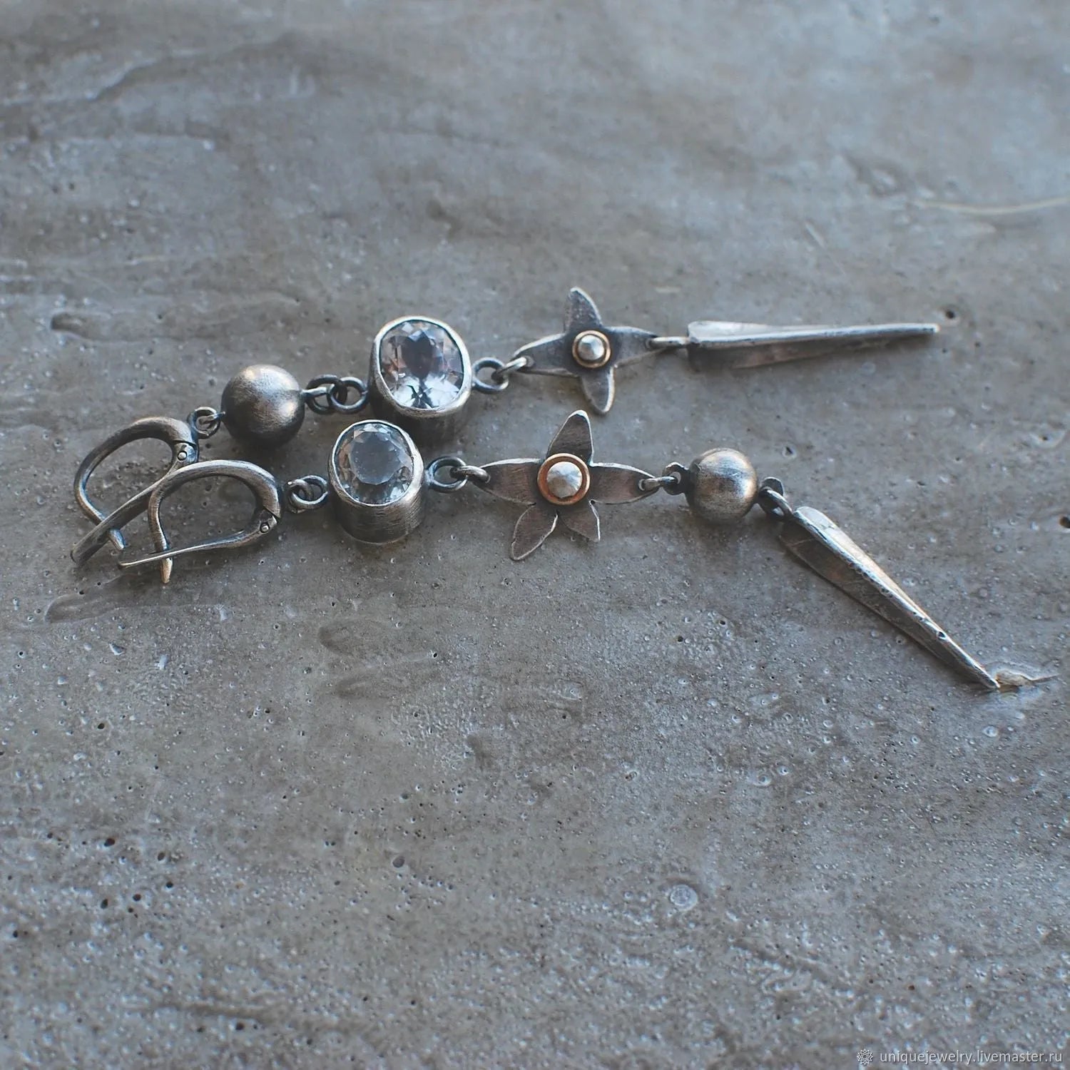 Hesheng antique silver geometric rhinestone pendant earrings with long drop design