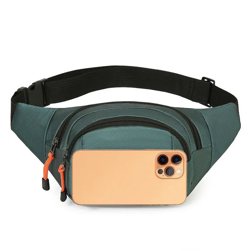 Waterproof slanted chest bag in nylon with adjustable strap, shown in available colours.