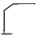 Aluminium clip-on desk lamp with a folding arm and remote control, shown in dazzling black finish.