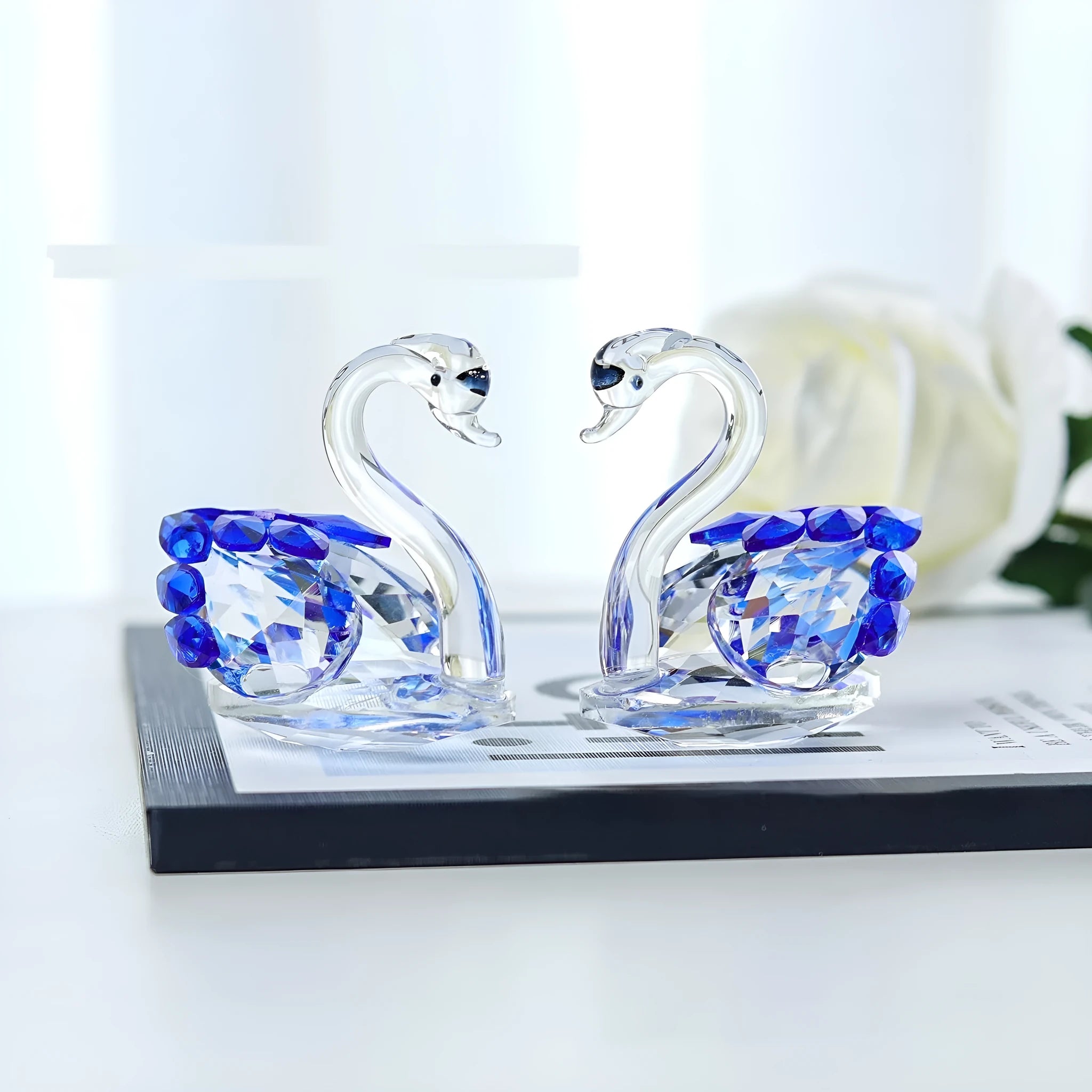 Crystal swan desktop ornament in modern simplicity design available in multiple colours