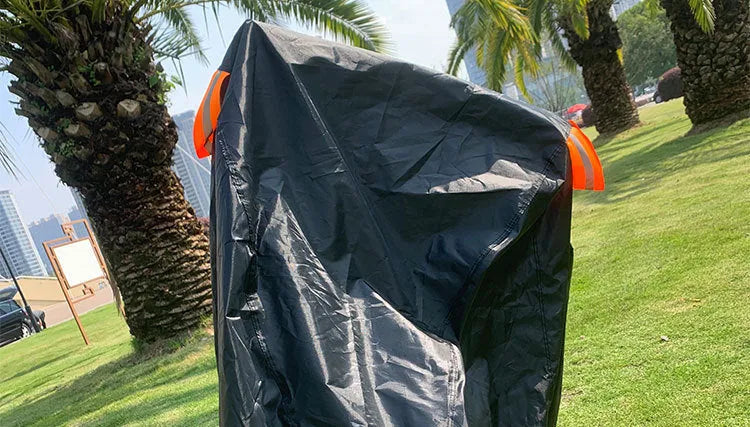 Black bicycle rain cover made from oxford cloth with reflective stripes for dustproof and rain protection outdoors