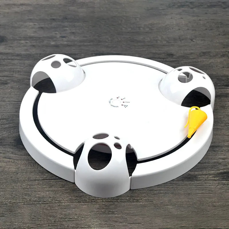 Electric cat toy wheel white automatic turntable with mouse attachment