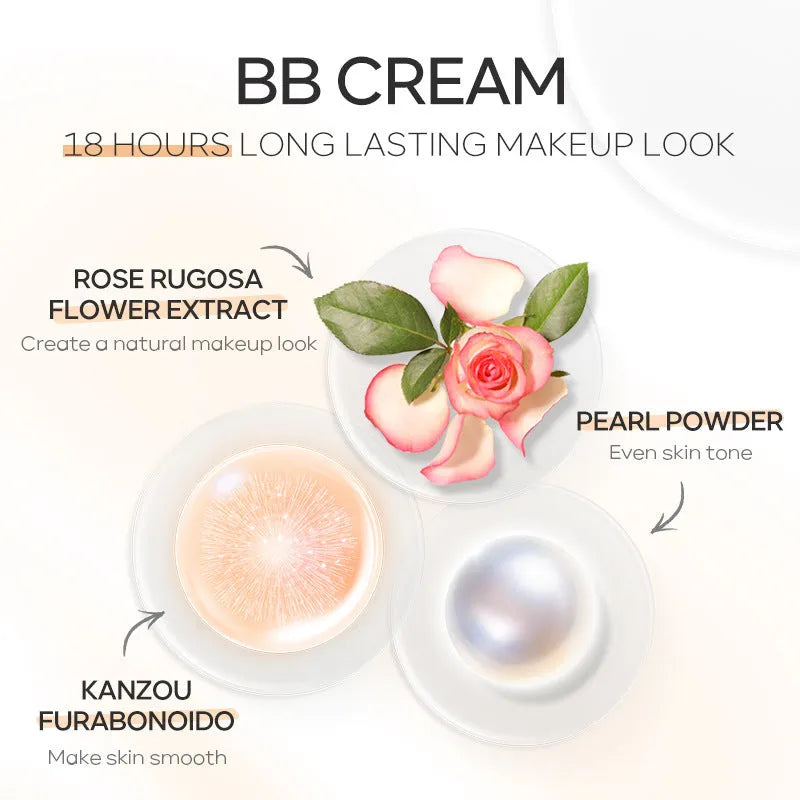 30ml hose tube of BB cream showing nine shade options from ivory white to brown