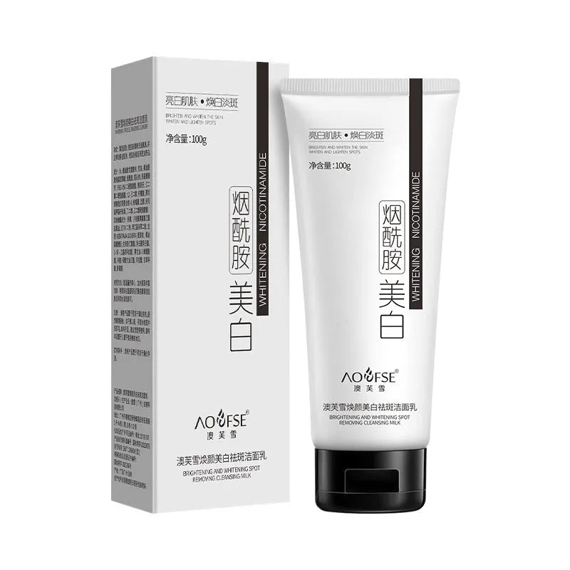 White 100ml whitening and freckle removing facial cleanser bottle for pore cleansing