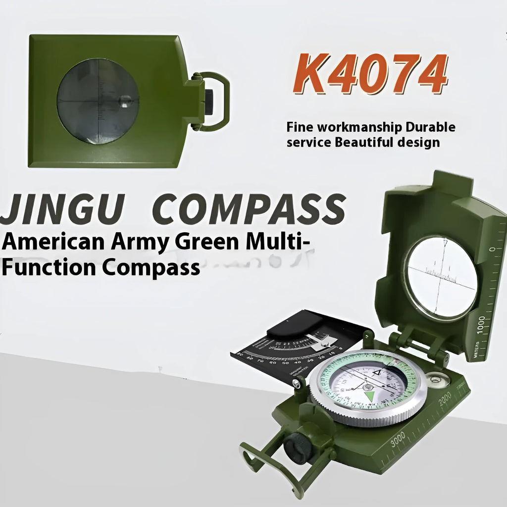 K4074 metal outdoor compass with hanging rope showing 10cm dimensions for camping navigation
