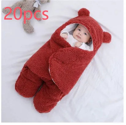 Cotton blend baby quilted sleeping bag wrapper shown in light blue colour