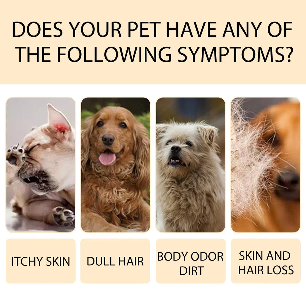 Pet shampoo bottle for dogs and cats in 100ml and 300ml sizes for mild cleansing