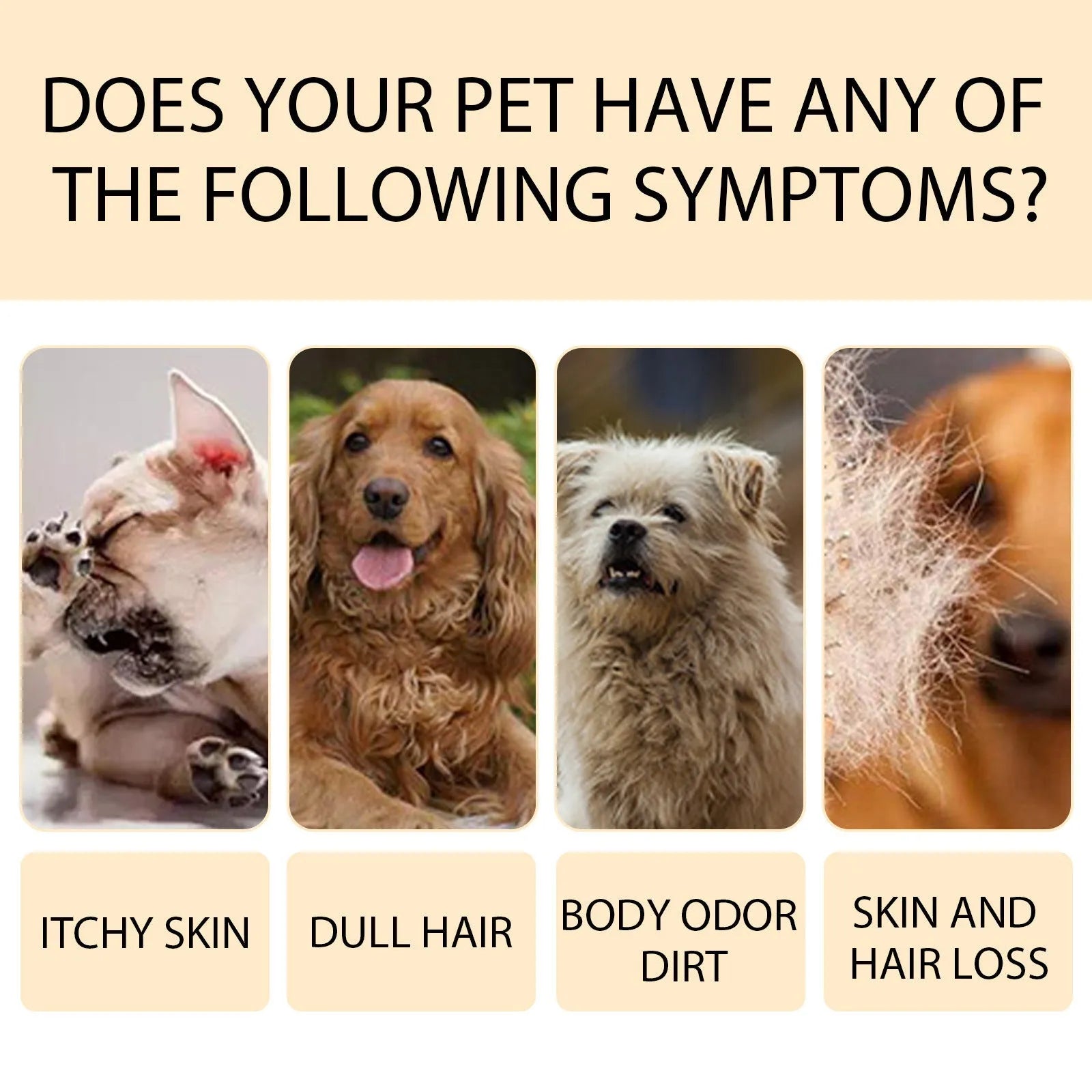 Pet shampoo bottle for dogs and cats in 100ml and 300ml sizes for mild cleansing
